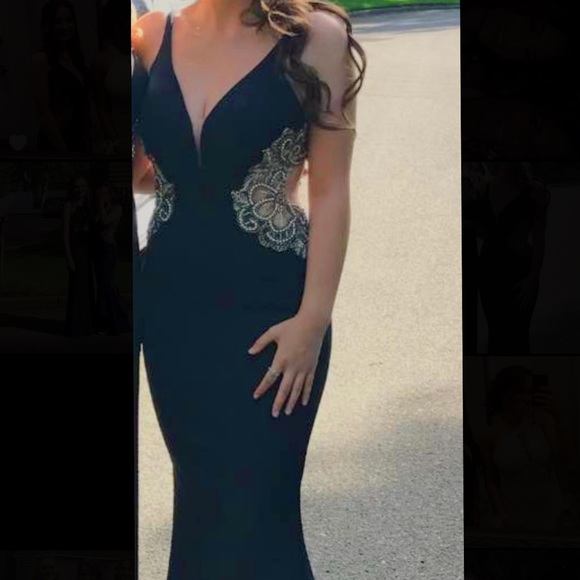 Faviana Glamour navy blue prom dress - Picture 2 of 10